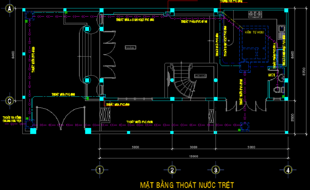 File cad điện nước nhà phố - Canhchua.vn