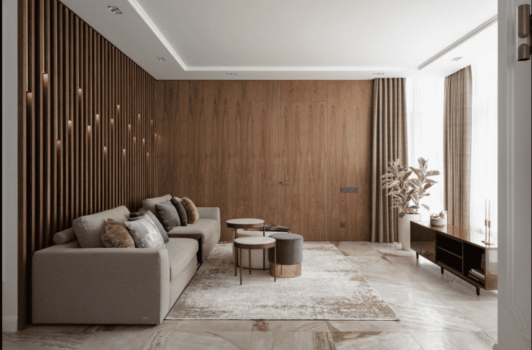 Lam gỗ phòng khách – vách ngăn phòng khách bằng gỗ đẹp