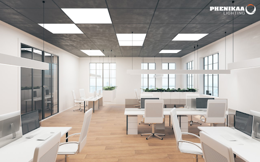 Đèn LED panel rất thích hợp với nội thất văn phòng, tạo không gian sáng sủa, hiện đại